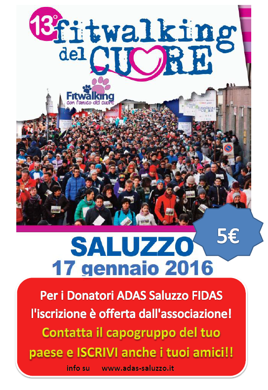 13^ FITWALKING DEL CUORE -Saluzzo-17 Gennaio 2016