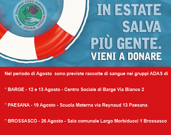 D'estate ricordati di donare il sangue: è importante!