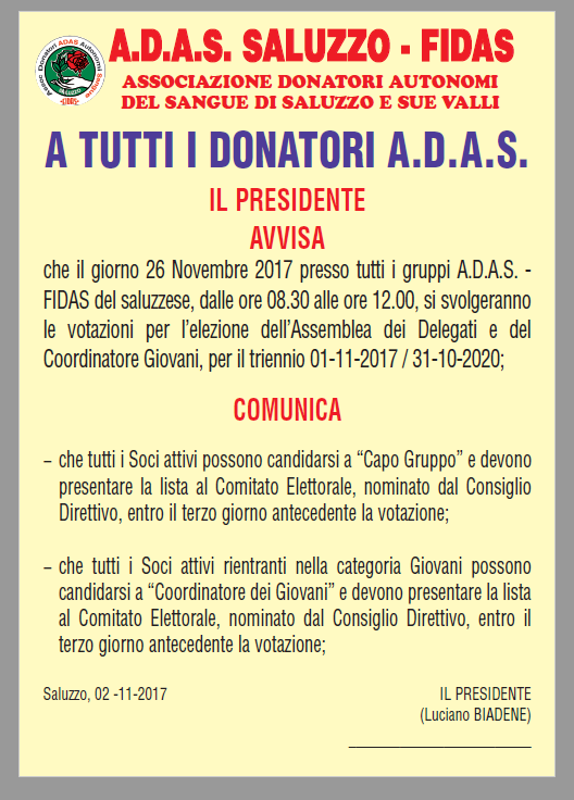 Elezioni Assemblea Delegati e Coordinamento giovani 2017