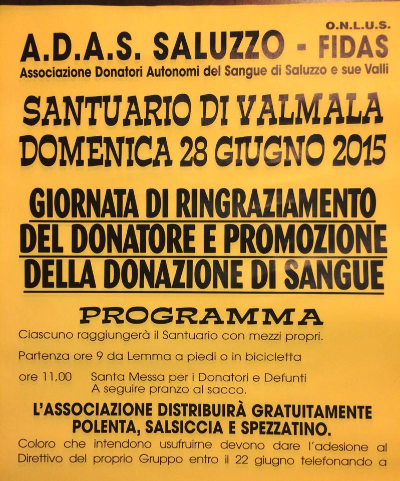 Domenica 28 Giugno: Raduno Donatori a Valmala