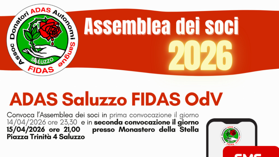 Convocazione Assemblea Soci ADAS Saluzzo FIDAS ODV 2026