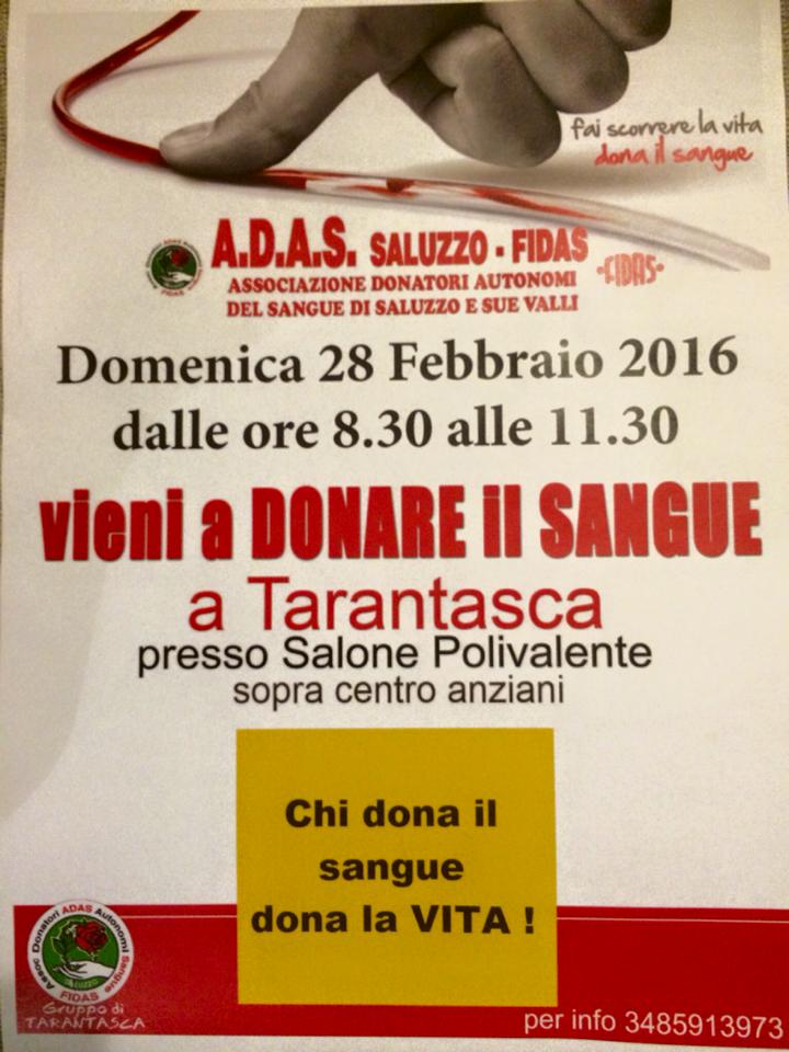 Tarantasca donazione sangue 28 Febbraio 2016