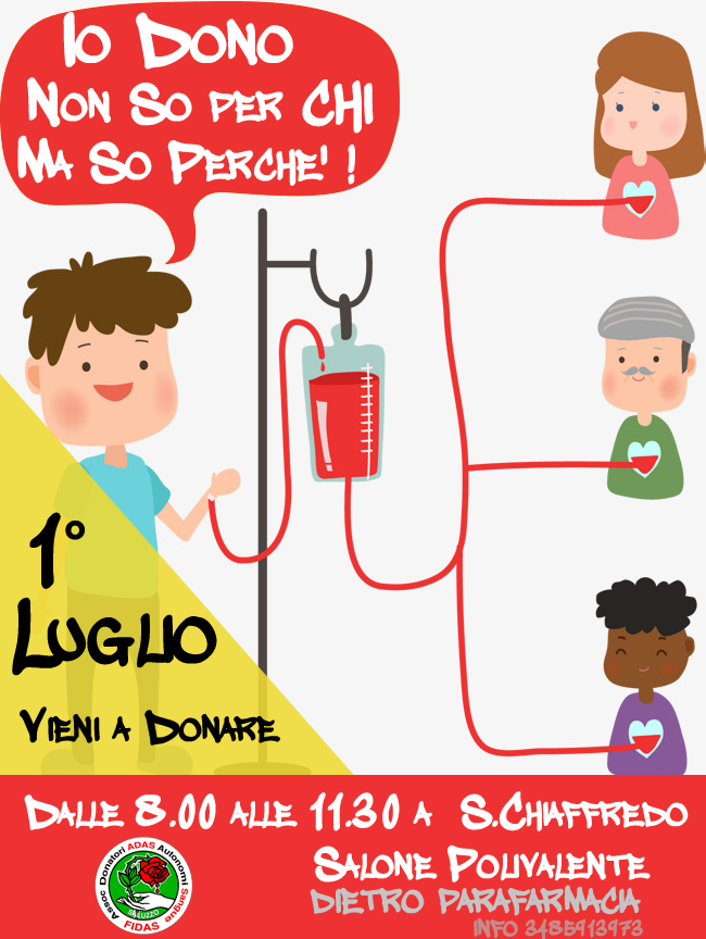 1° Luglio dona il sangue a S.Chiaffredo di Tarantasca e Villafalletto