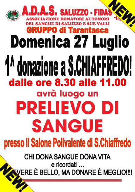 1^ donazione a S.Chiaffredo Gruppo di Tarantasca