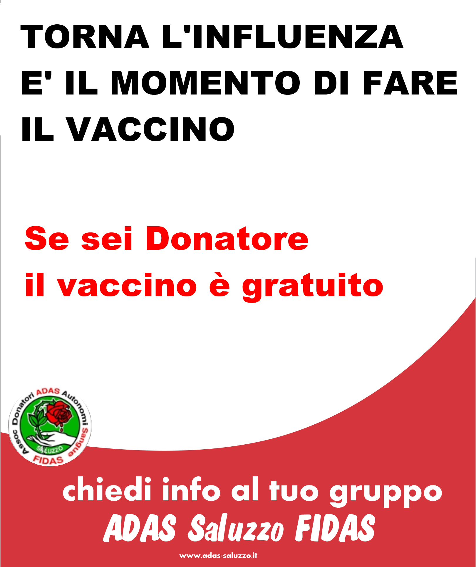 Vaccino antinfluenzale gratuito per i donatori